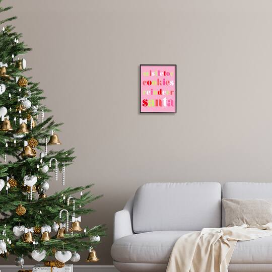 Stupell Industries Mistletoe Cookies Reindeer Santa Bold Framed Giclee Art